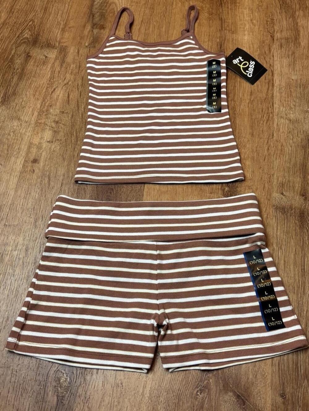striped foldover set brown stripes art class nwt summer
